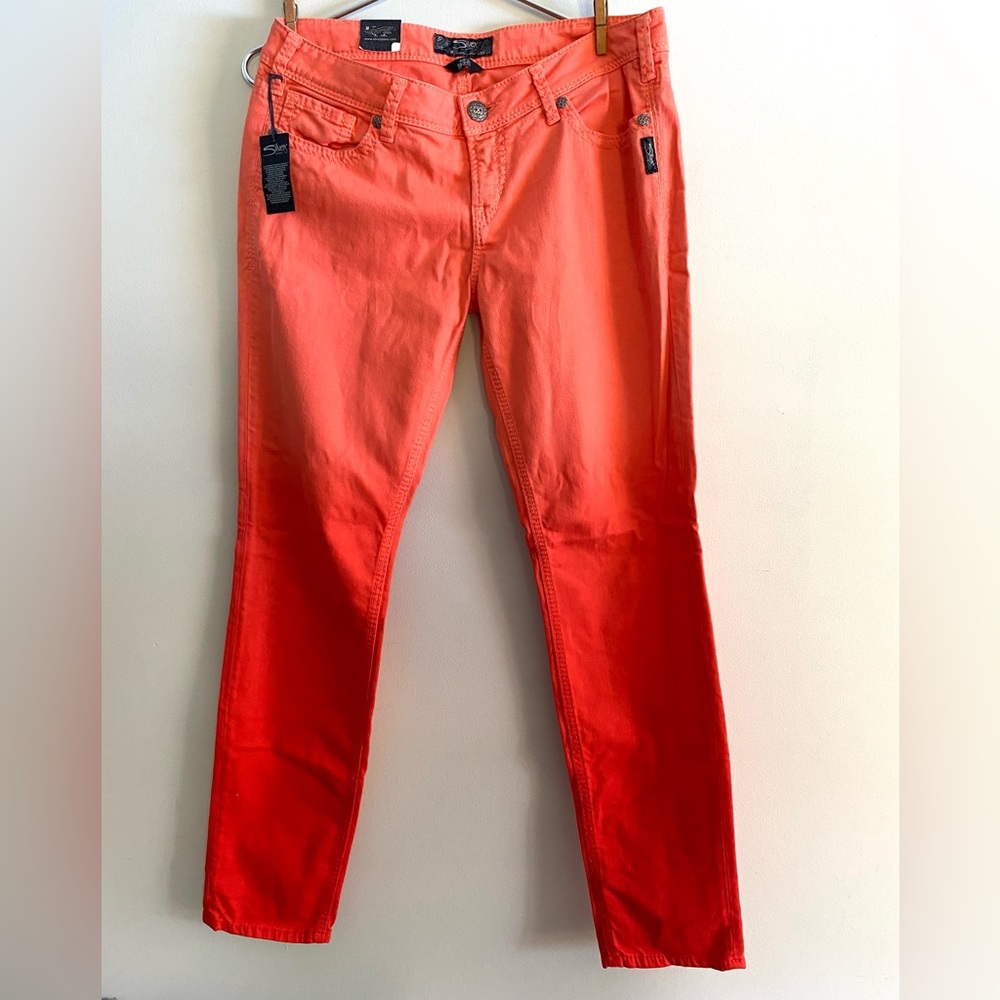 New Silver Jeans Co Aiko skinny orange/red ombré